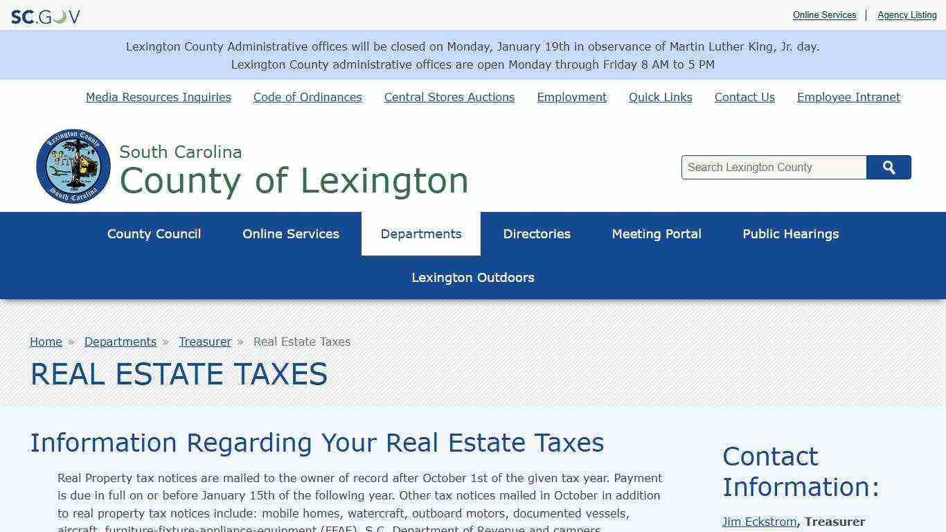 Real Estate Taxes | County of Lexington