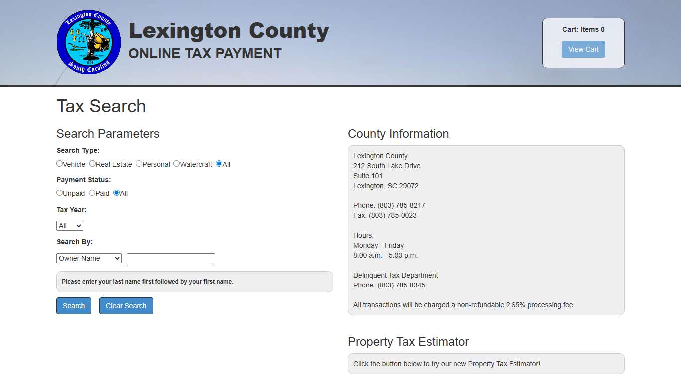 Online Tax Payment Center